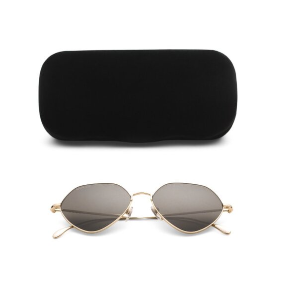 GUCCI Gold/Grey 55mm Round Sunglasses - Picture 1 of 2